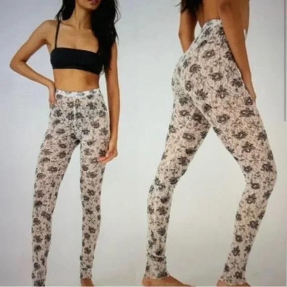 NWT Free People Layered In Lace Leggings Sheer Lace Leggings in Ivory Size S - Picture 2 of 8